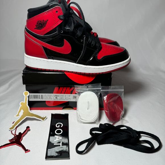 Size 6 - Nike Air Jordan 1 Retro High OG GS Patent Bred Men's Shoes